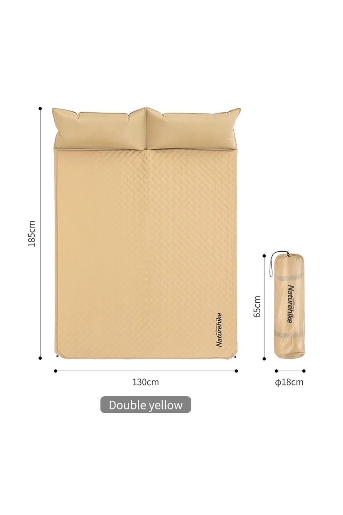 Naturehike Ultralight Çift Kişilik Şişme Kamp Matı | 185*130*2.5 cm | Sarı