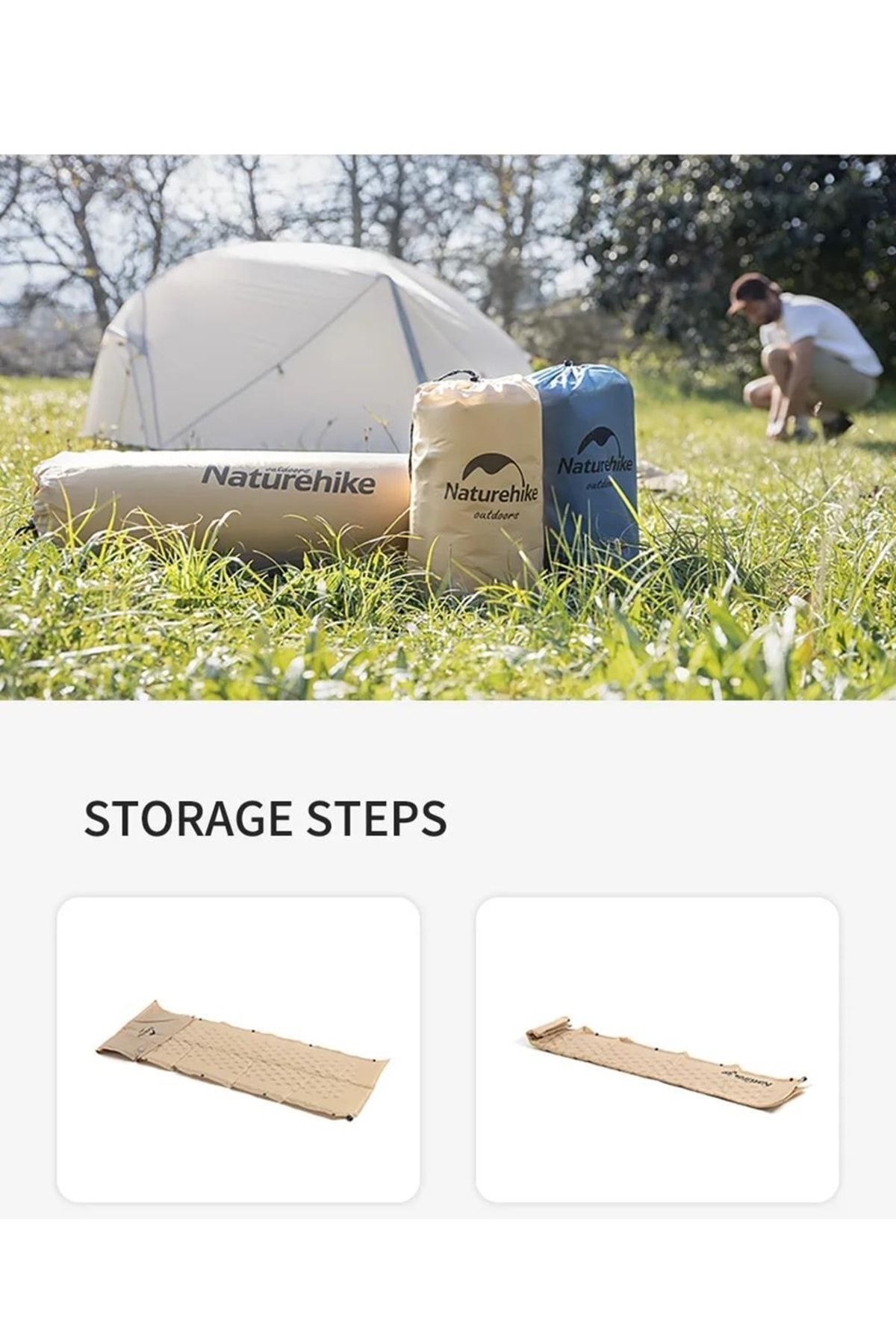 Naturehike Ultralight Çift Kişilik Şişme Kamp Matı | 185*130*2.5 cm | Sarı