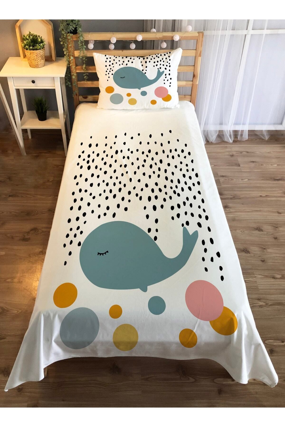 Evmila Cuvertură De Pat Din Catifea Albă Unică - Model Balenă - One Size