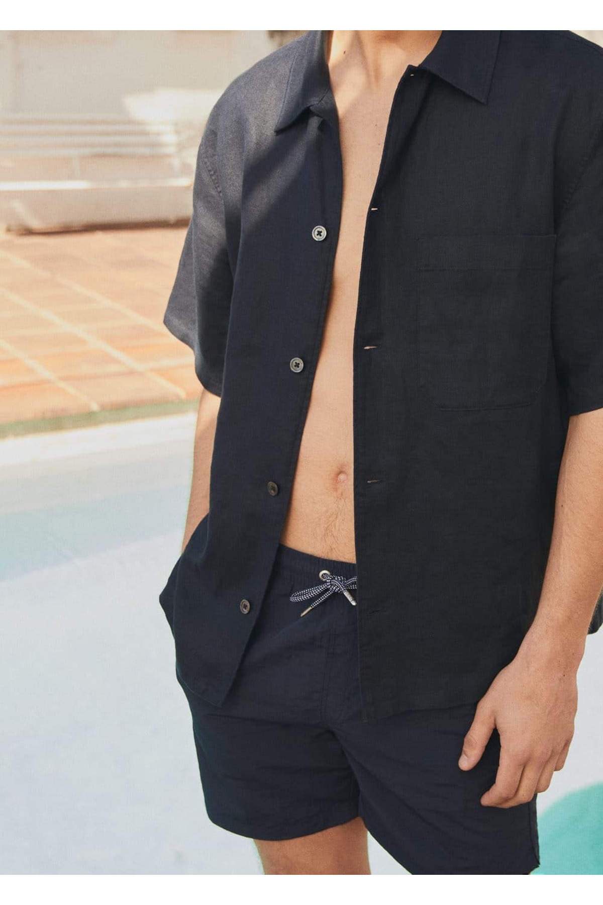 پیراهن مردانه آبی سرمه ای منگوMANGO Man | 67077688 اورجینال - تصویر 6