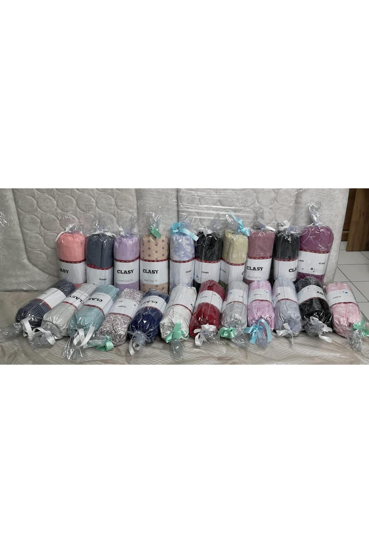 Clasy-Blue Patterned Ranforce Elastic Single Sheet Set 5
