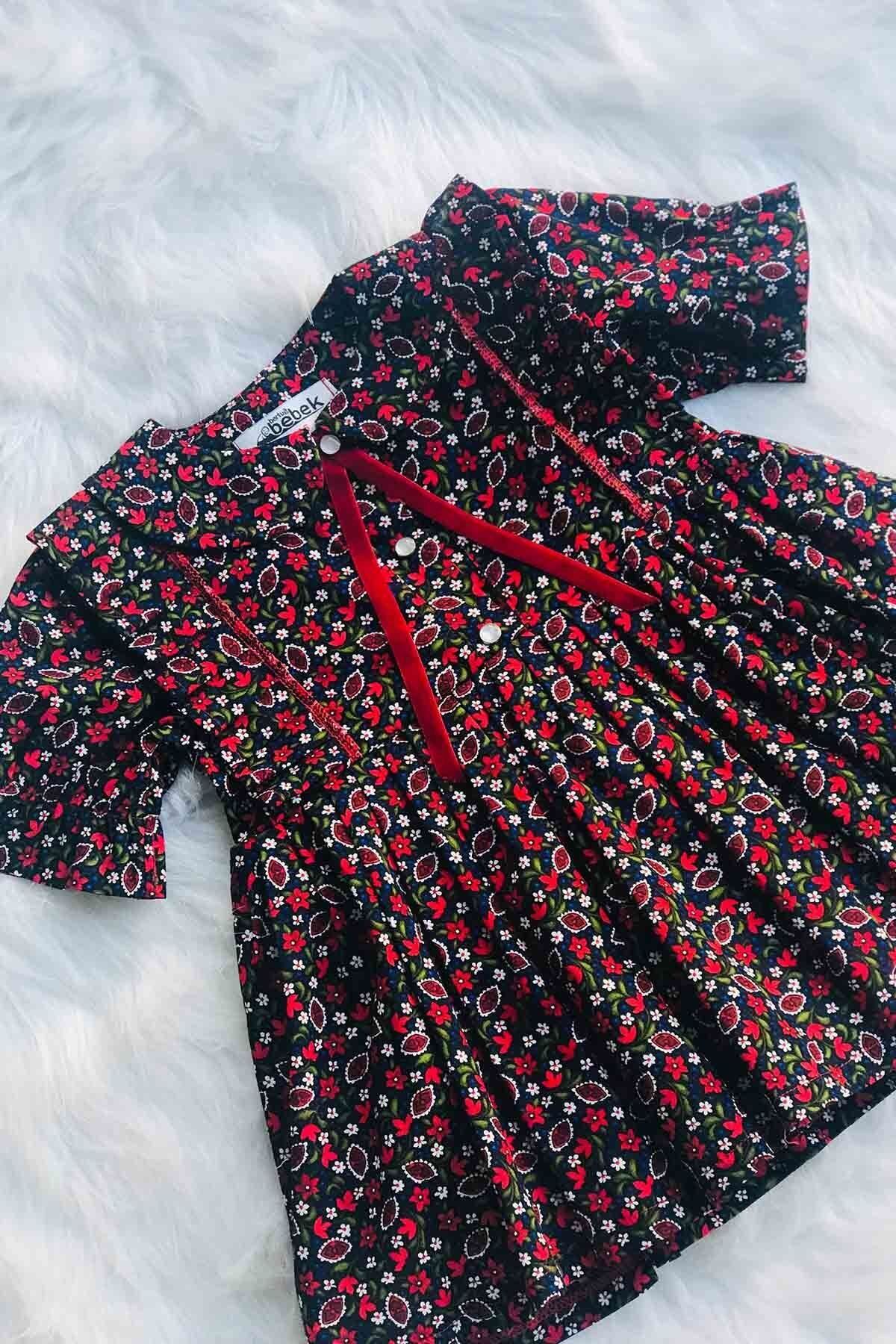 Bertuğ Bebek-Rochie din bumbac pentru bebelusi cu guler pentru bebelusi cu imprimeu floral de toamna 4