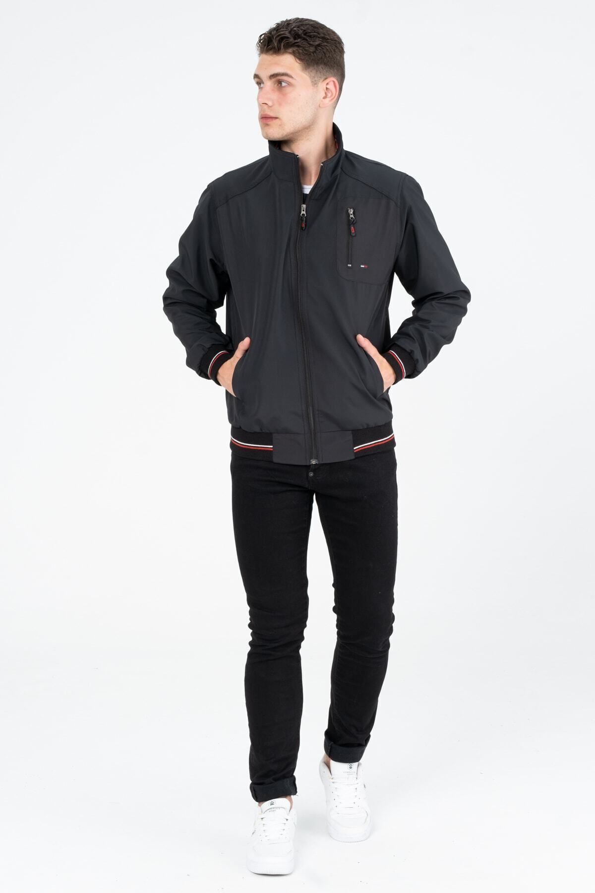 Marjinal City  Siyah Içi Gömlek Astarlı Su Ve Rüzgar Geçirmez Mevsimlik Erkek Mont - Görsel 8