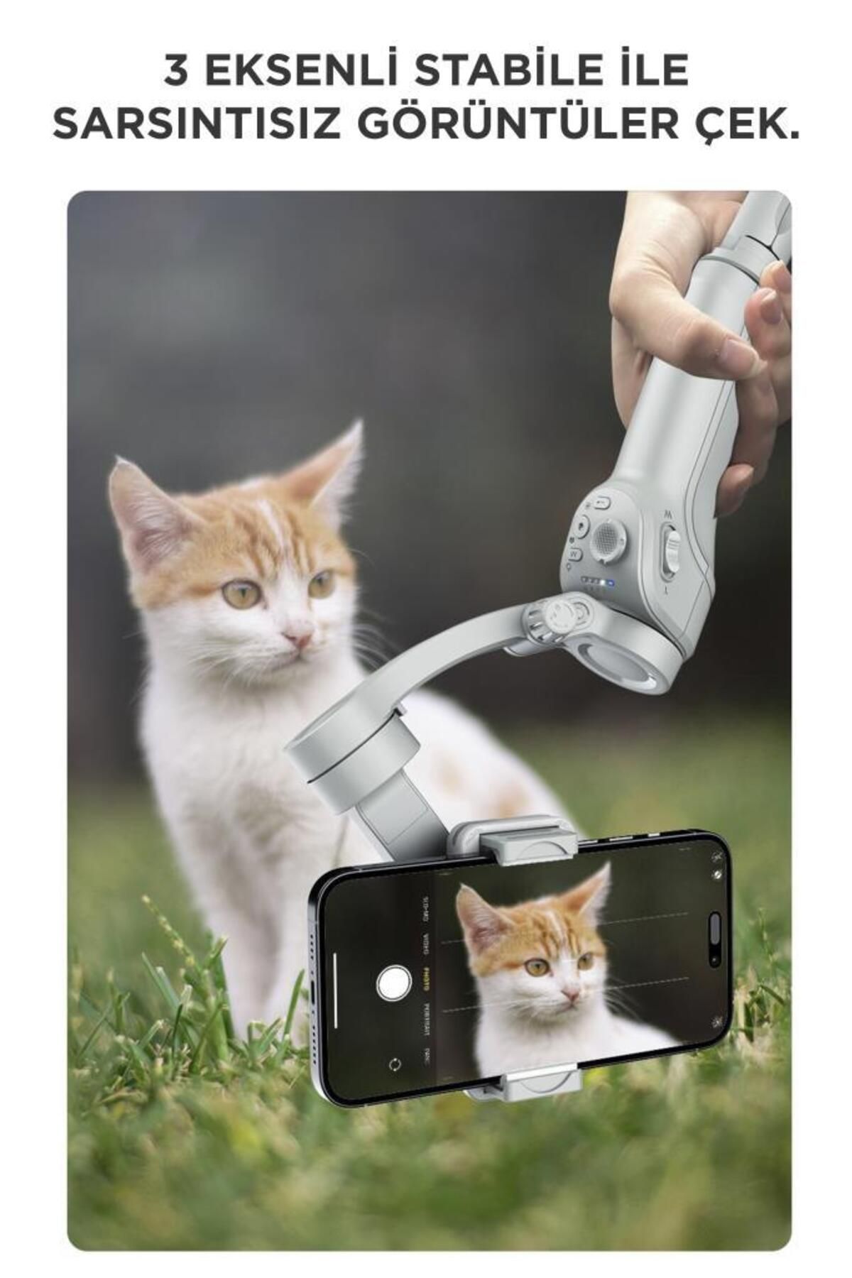 P01 Gri Çok Amaçlı Gimbal Özellikli Tripod Selfie Çubuğu