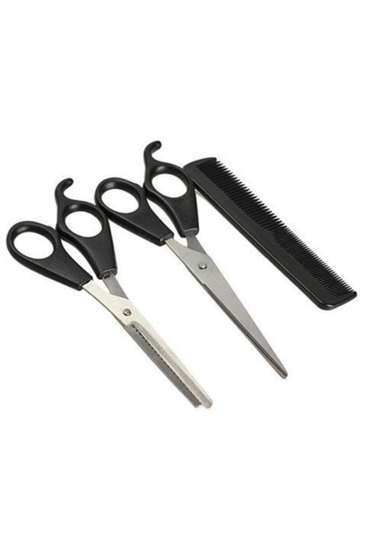 RELATOS Berber Kuaför Traş Seti 3 Parça Özel Set Saç Sakal Kesme Inceltme Seti Makas Tarak Ara Makas