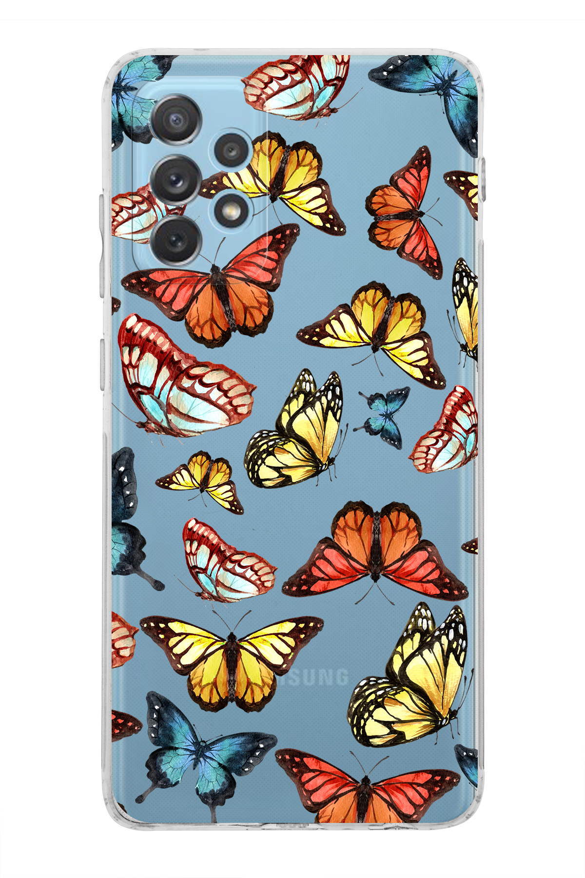 Samsung Galaxy A13 ile Uyumlu Water Color 2  Kamera Korumalı Şeffaf  Kılıf