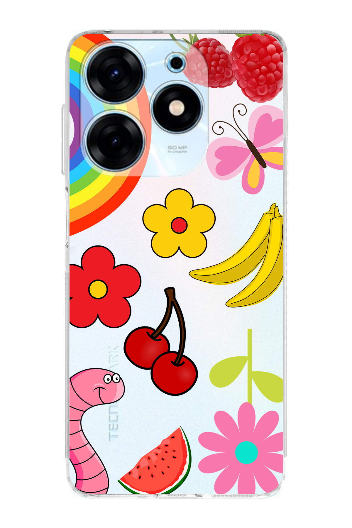 Tecno Spark 10 Pro ile Uyumlu Water Color 5  Kamera Korumalı Şeffaf  Kılıf