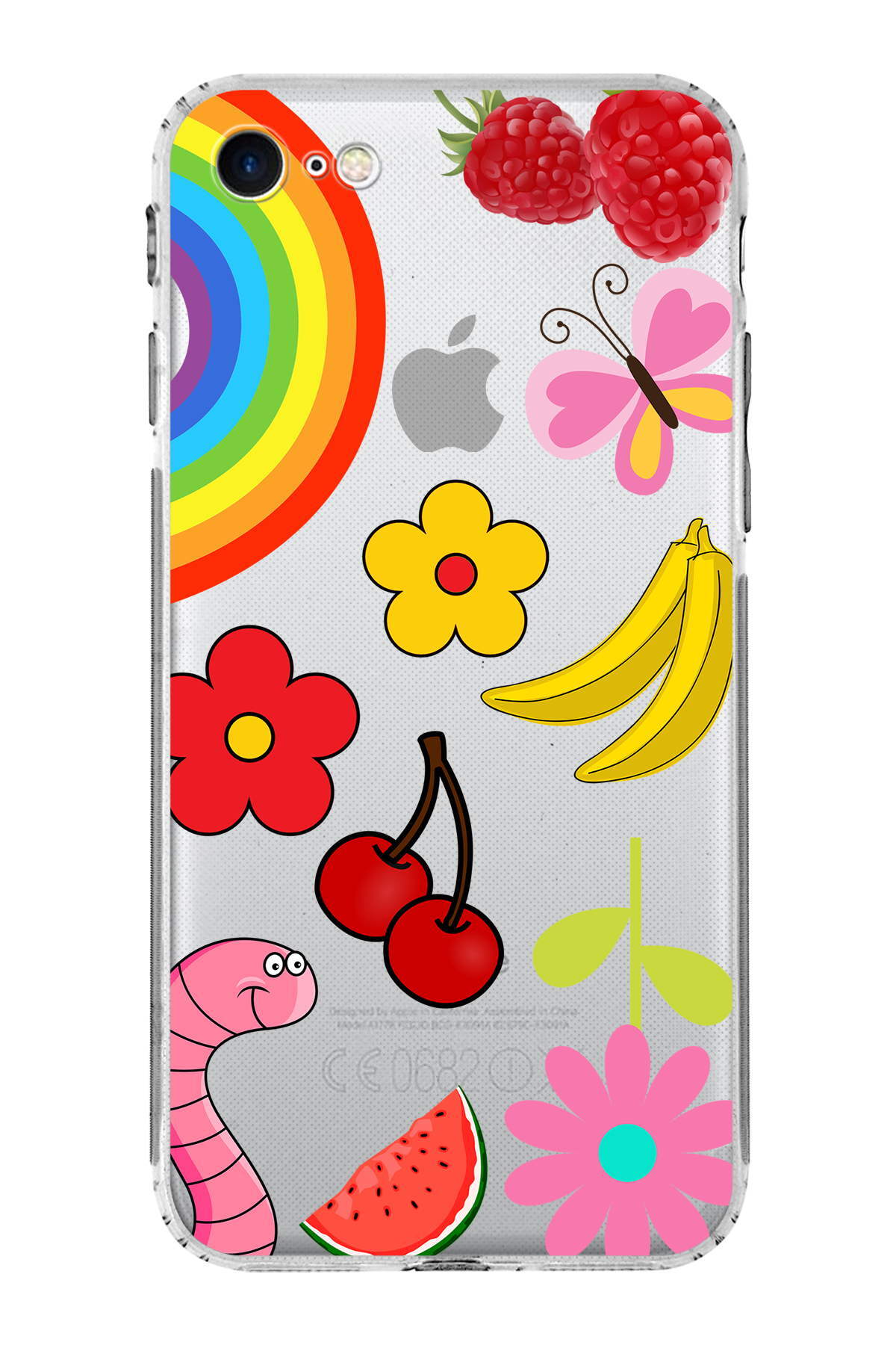 iPhone 8 ile Uyumlu Water Color 5  Kamera Korumalı Şeffaf  Kılıf