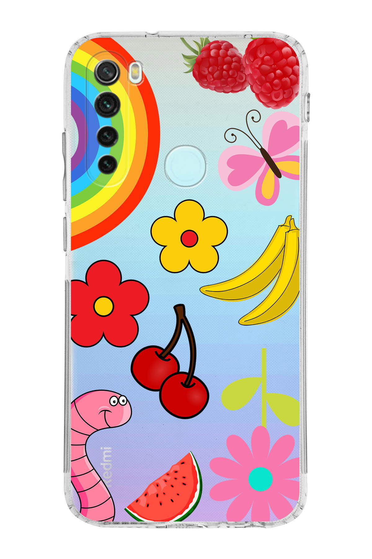 Xiaomi Redmi Note 8 ile Uyumlu Water Color 5  Kamera Korumalı Şeffaf  Kılıf