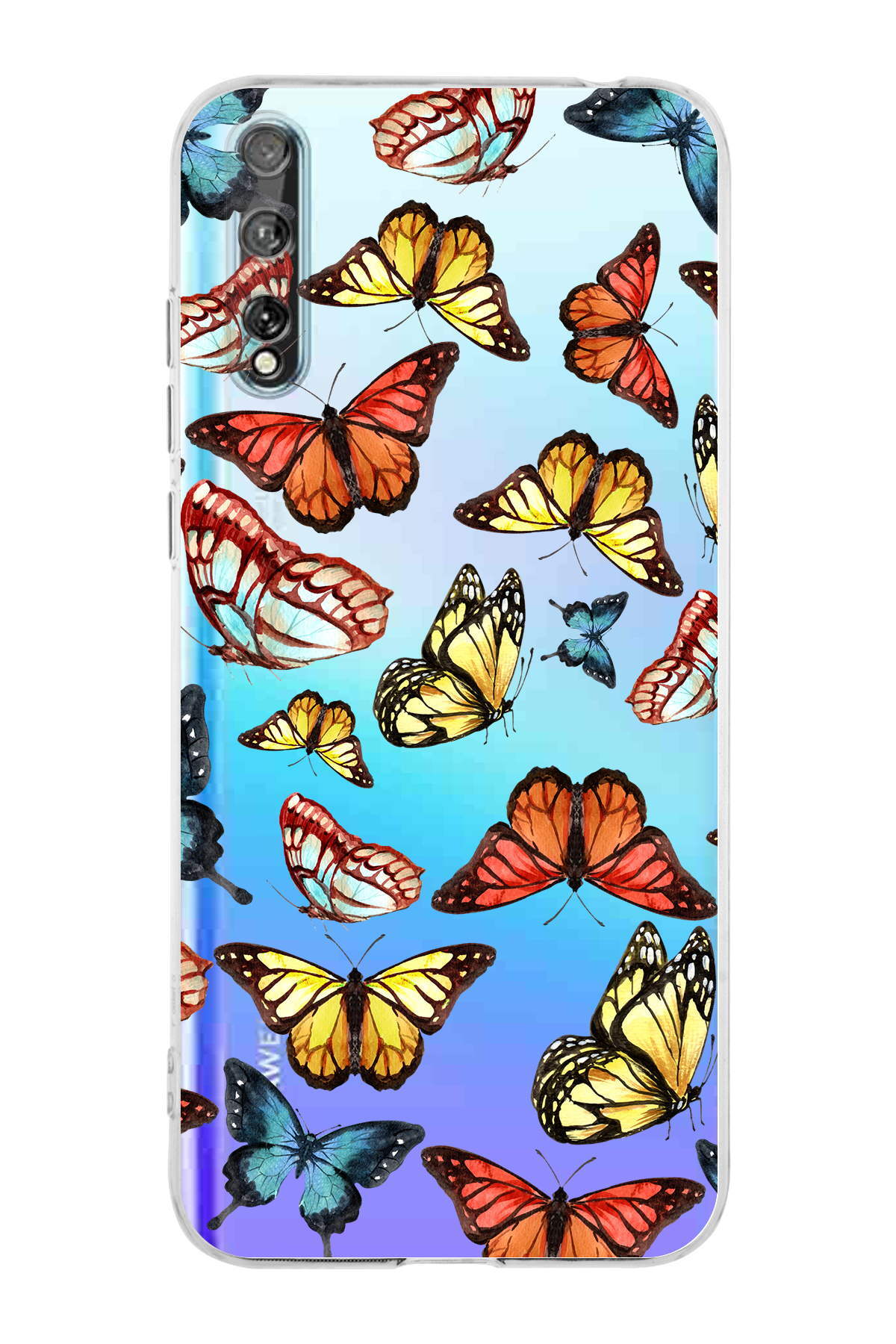 Huawei Y8P ile Uyumlu Water Color 2  Kamera Korumalı Şeffaf  Kılıf