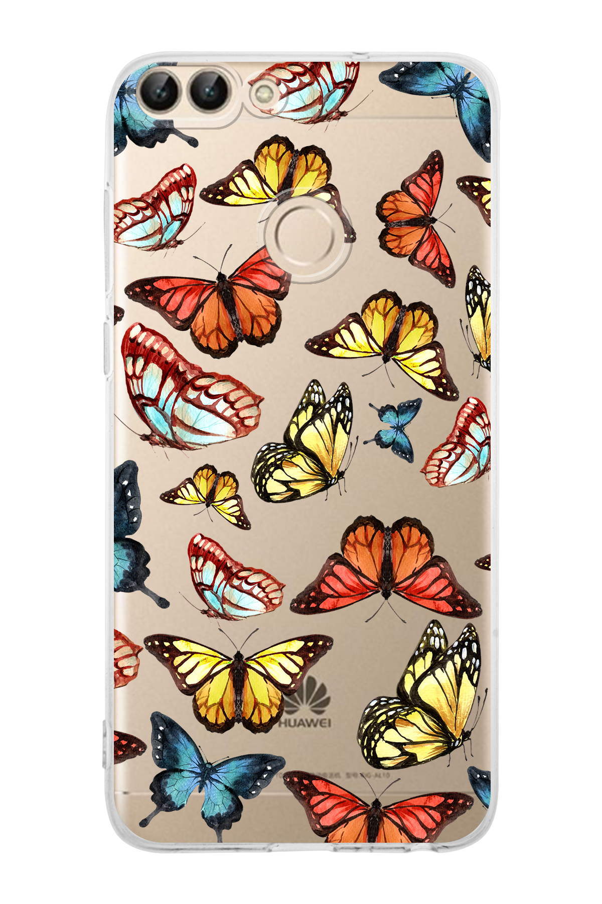 Huawei P Smart ile Uyumlu Water Color 2  Kamera Korumalı Şeffaf  Kılıf