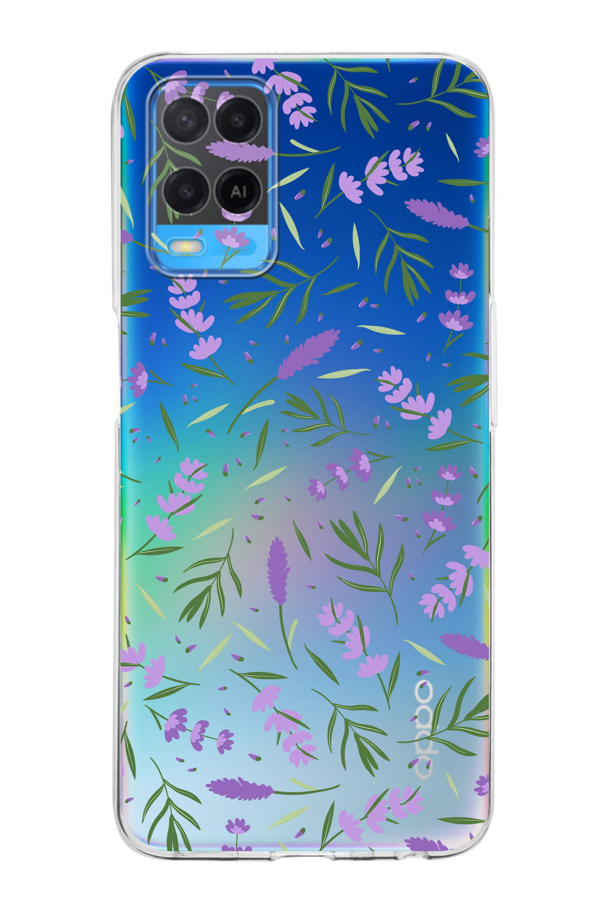 Oppo A54 4G ile Uyumlu Water Color 3  Kamera Korumalı Şeffaf  Kılıf