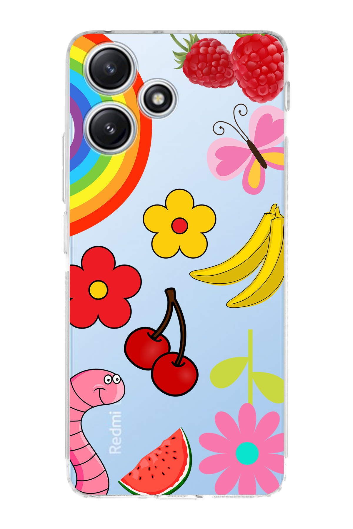 Xiaomi Redmi 12 ile Uyumlu Water Color 5  Kamera Korumalı Şeffaf  Kılıf