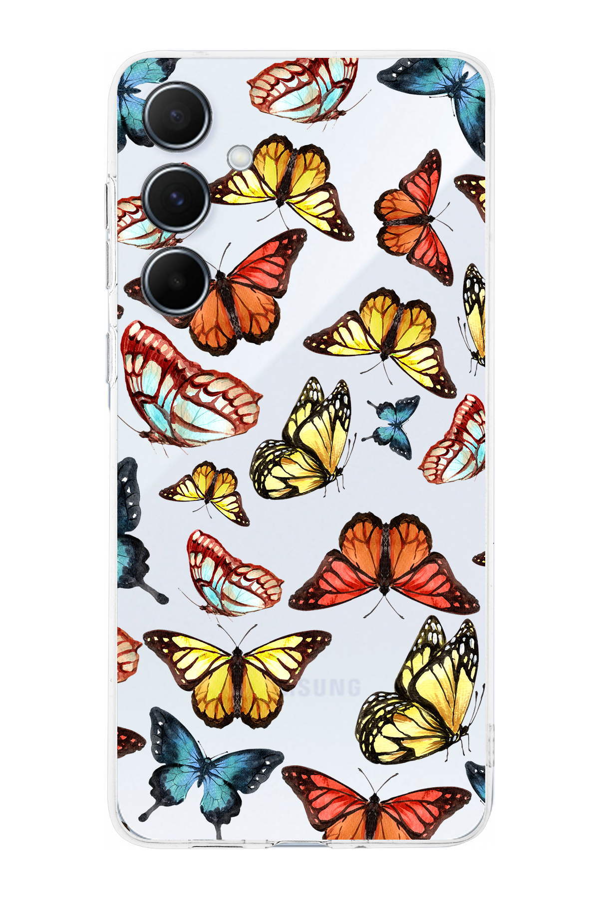 Samsung Galaxy A54 ile Uyumlu Water Color 2  Kamera Korumalı Şeffaf  Kılıf