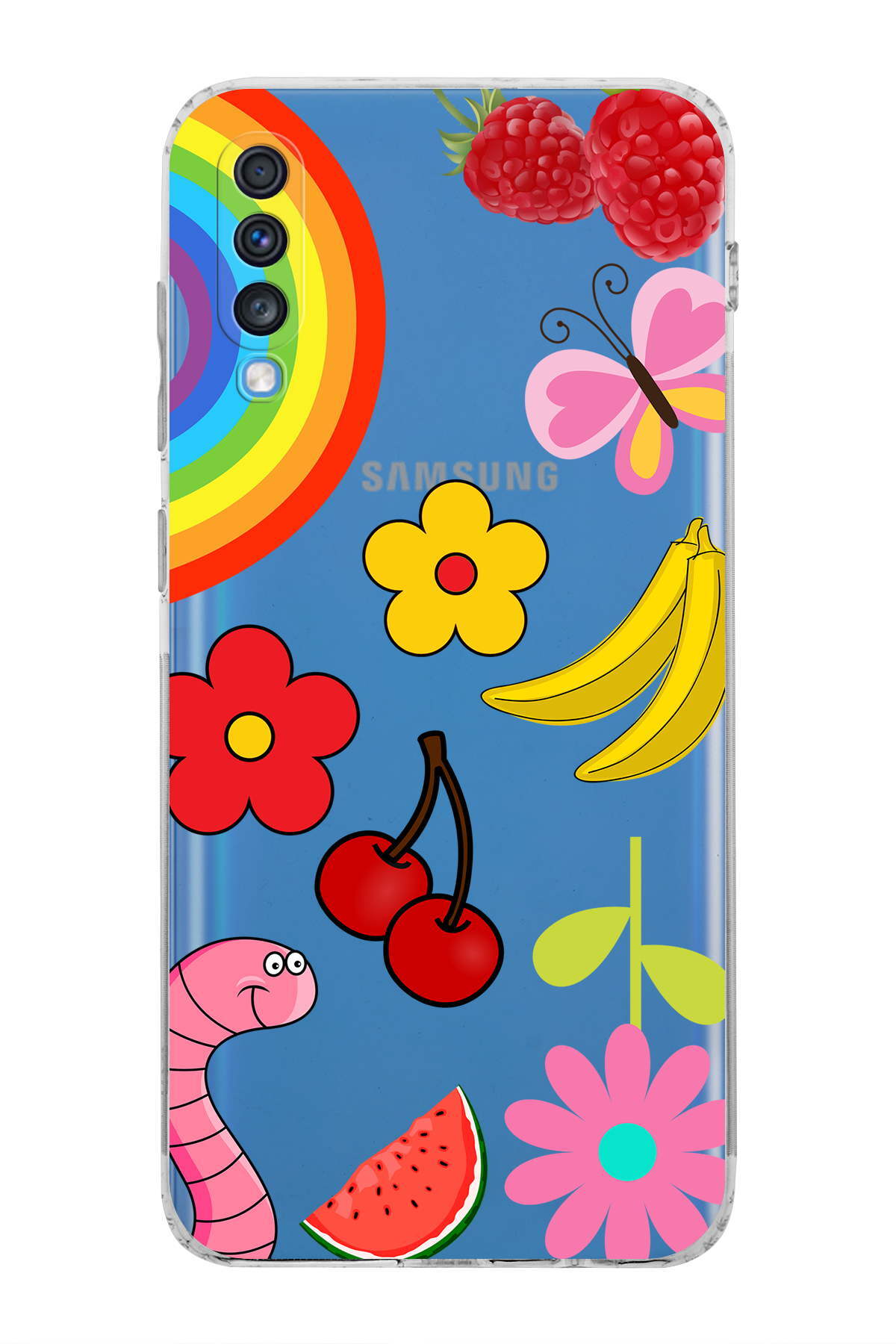 Samsung Galaxy A70S ile Uyumlu Water Color 5  Kamera Korumalı Şeffaf  Kılıf