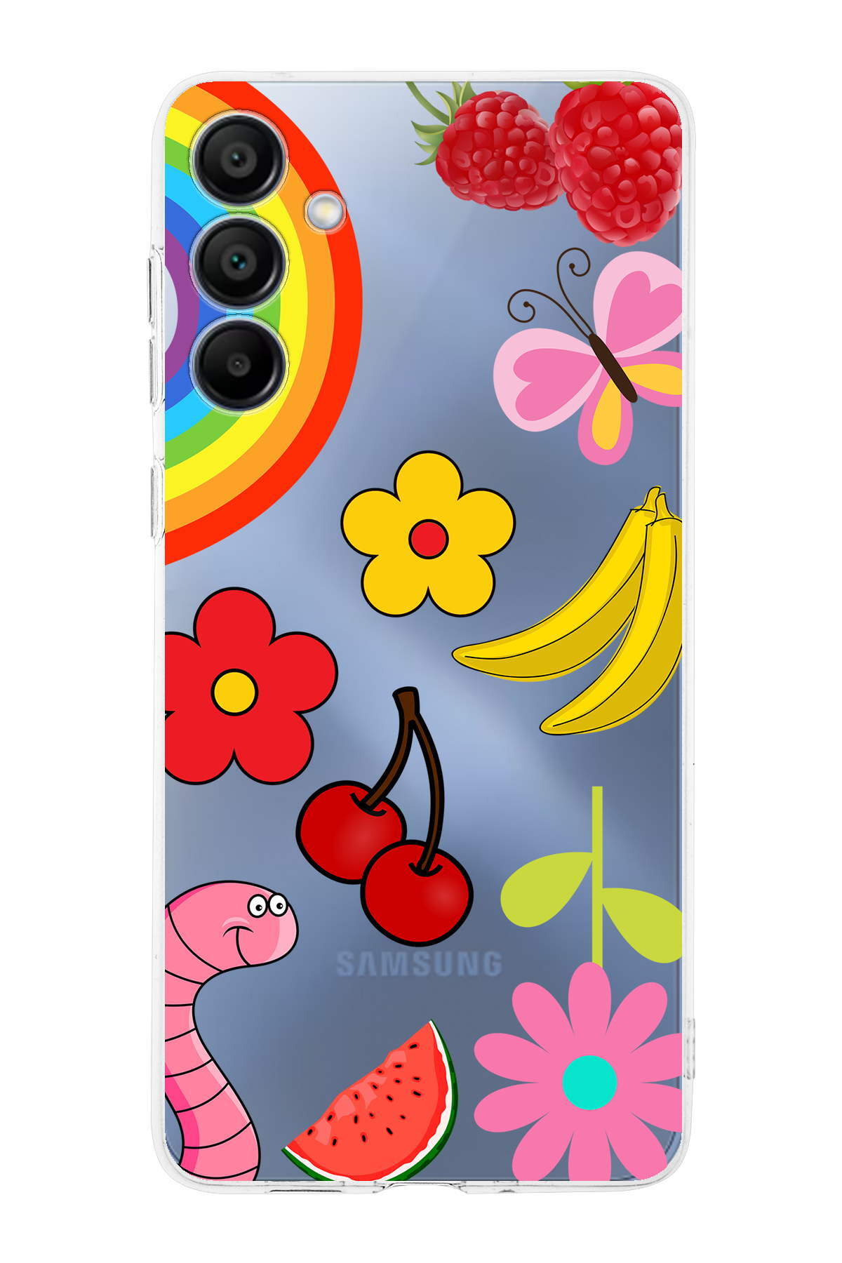 Samsung Galaxy A15 ile Uyumlu Water Color 5  Kamera Korumalı Şeffaf  Kılıf