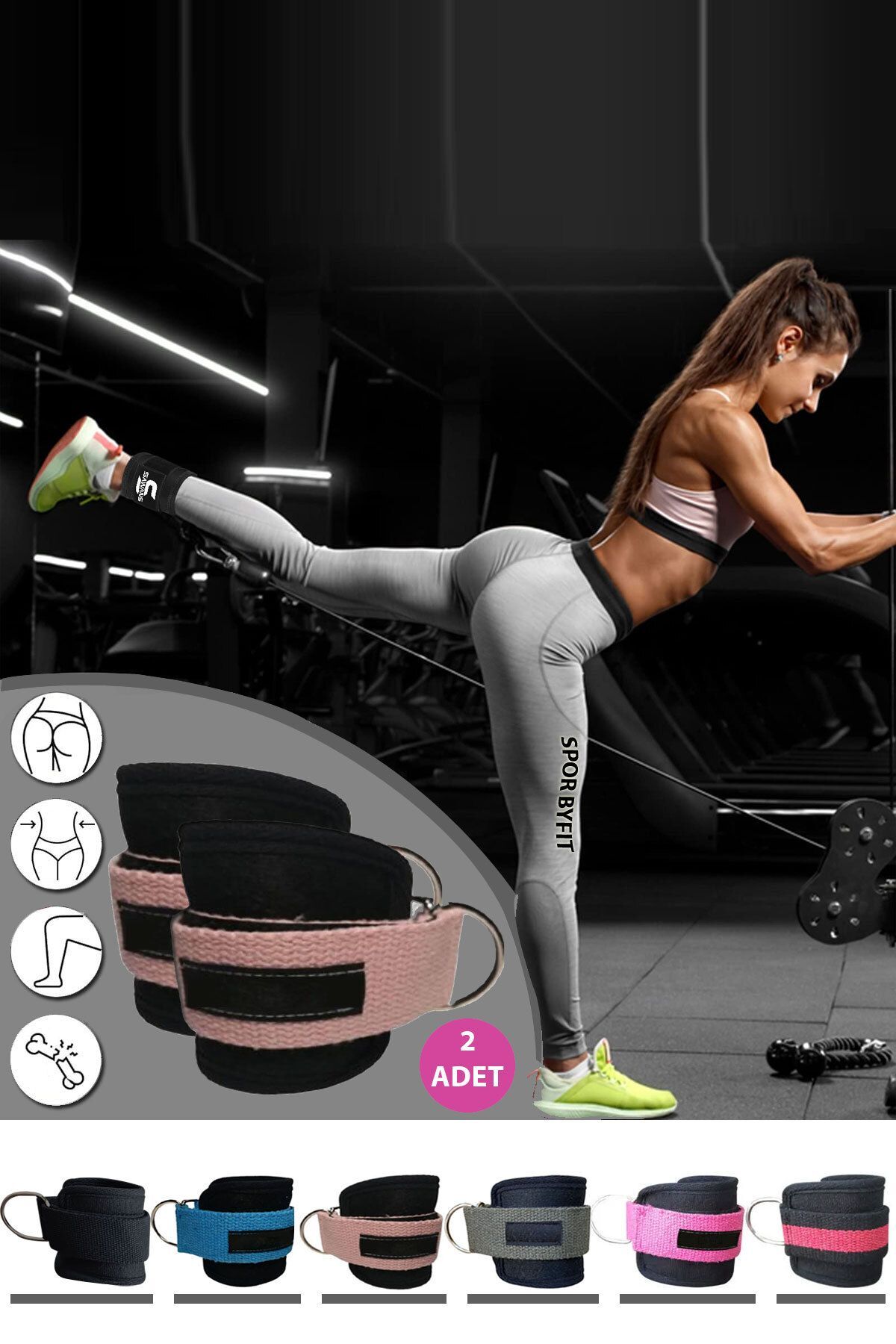 Spor Byfit Ayak Bilek Kayışı D-ring Fitness Ağırlık Çekiş Aparatı