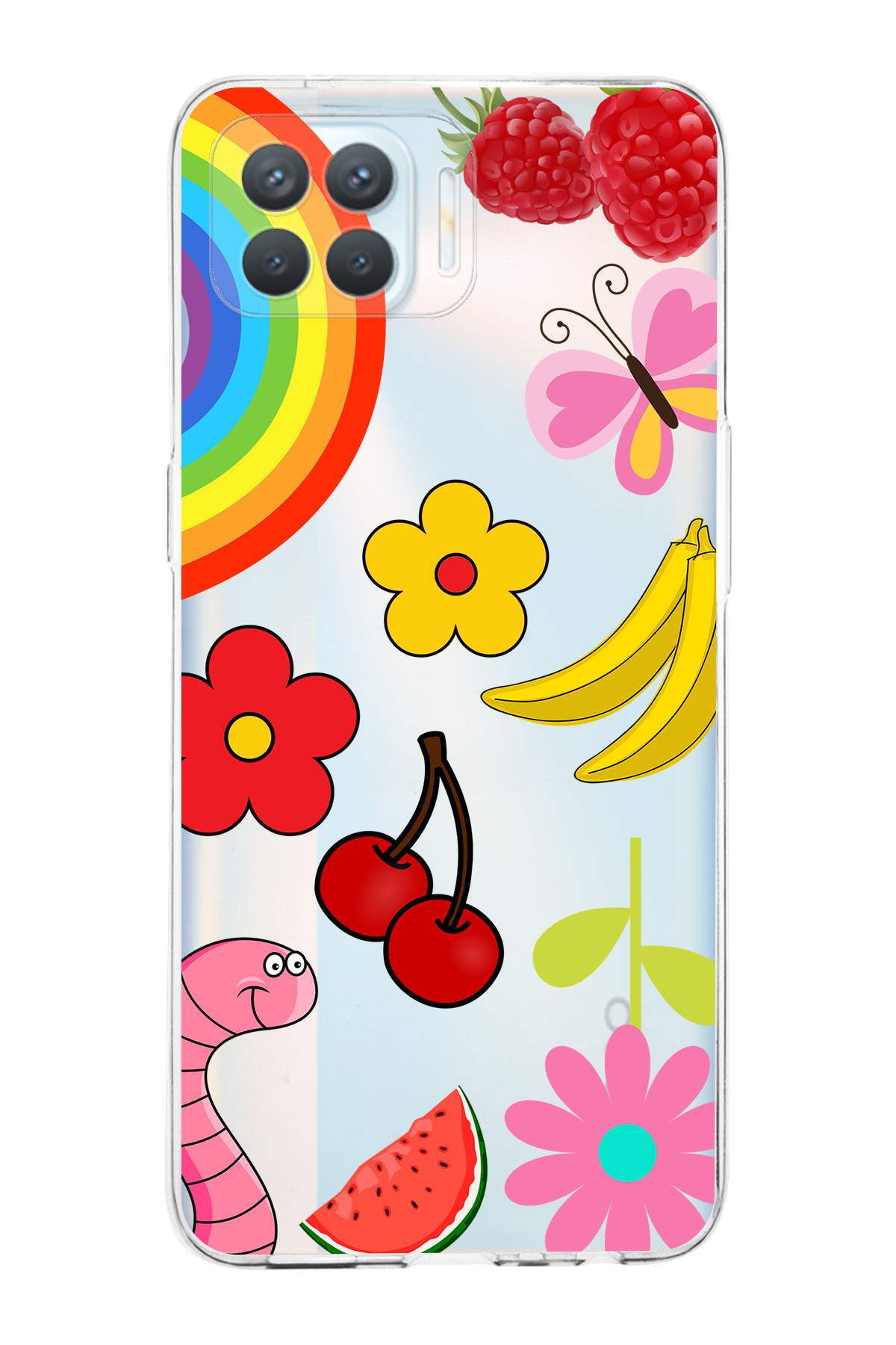 Oppo Reno 4 Lite ile Uyumlu Water Color 5  Kamera Korumalı Şeffaf  Kılıf