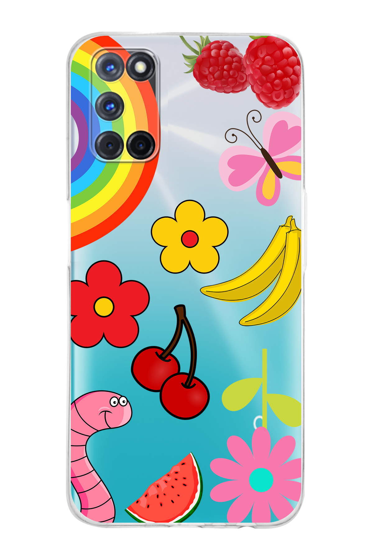 Oppo A92 ile Uyumlu Water Color 5  Kamera Korumalı Şeffaf  Kılıf