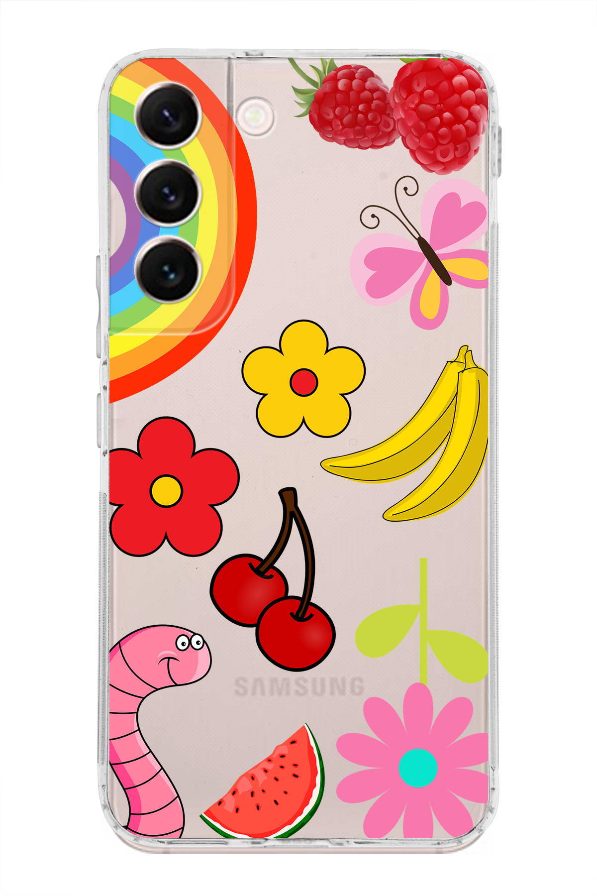 Samsung Galaxy S22 ile Uyumlu Water Color 5  Kamera Korumalı Şeffaf  Kılıf