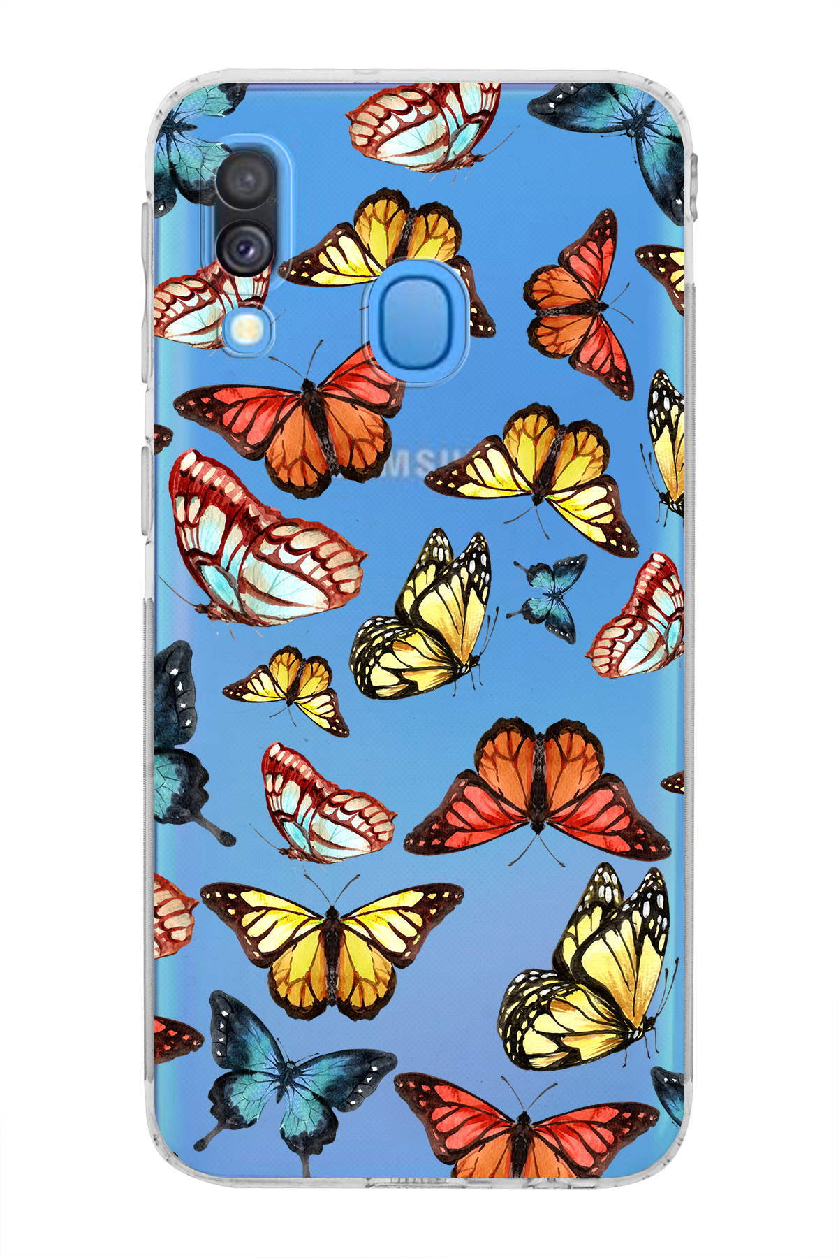 Samsung Galaxy A40 ile Uyumlu Water Color 2  Kamera Korumalı Şeffaf  Kılıf