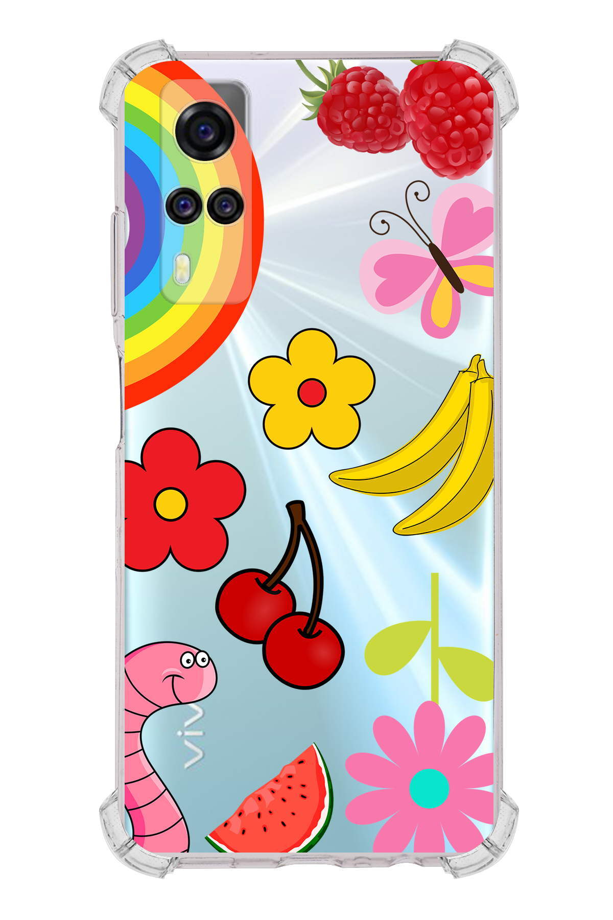 Vivo Y51 ile Uyumlu Water Color 5  Kamera Korumalı Şeffaf  Kılıf