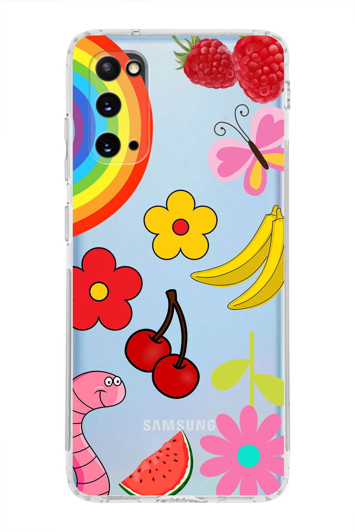 Samsung Galaxy S20 ile Uyumlu Water Color 5  Kamera Korumalı Şeffaf  Kılıf
