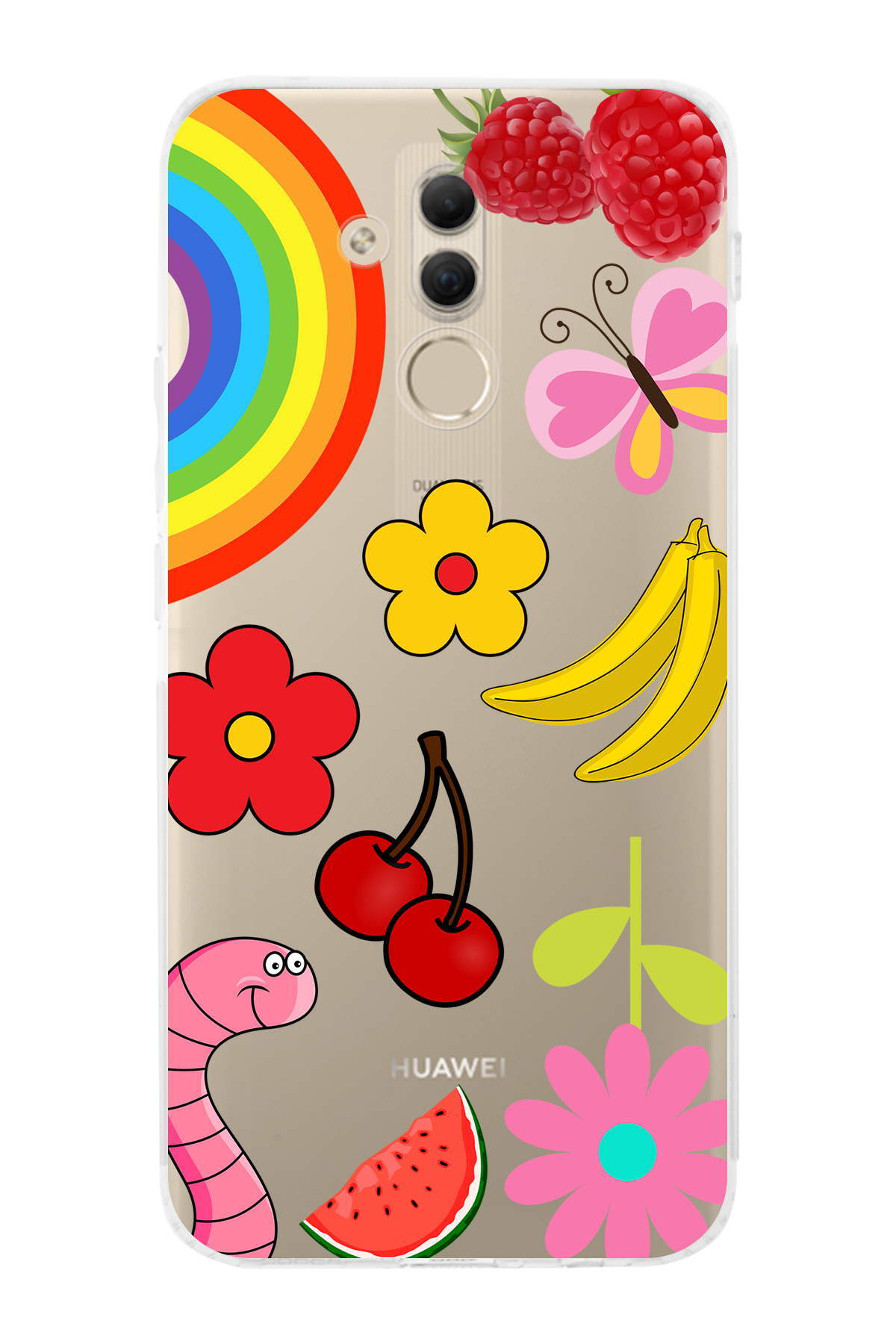 Huawei Mate 20 Lite ile Uyumlu Water Color 5  Kamera Korumalı Şeffaf  Kılıf