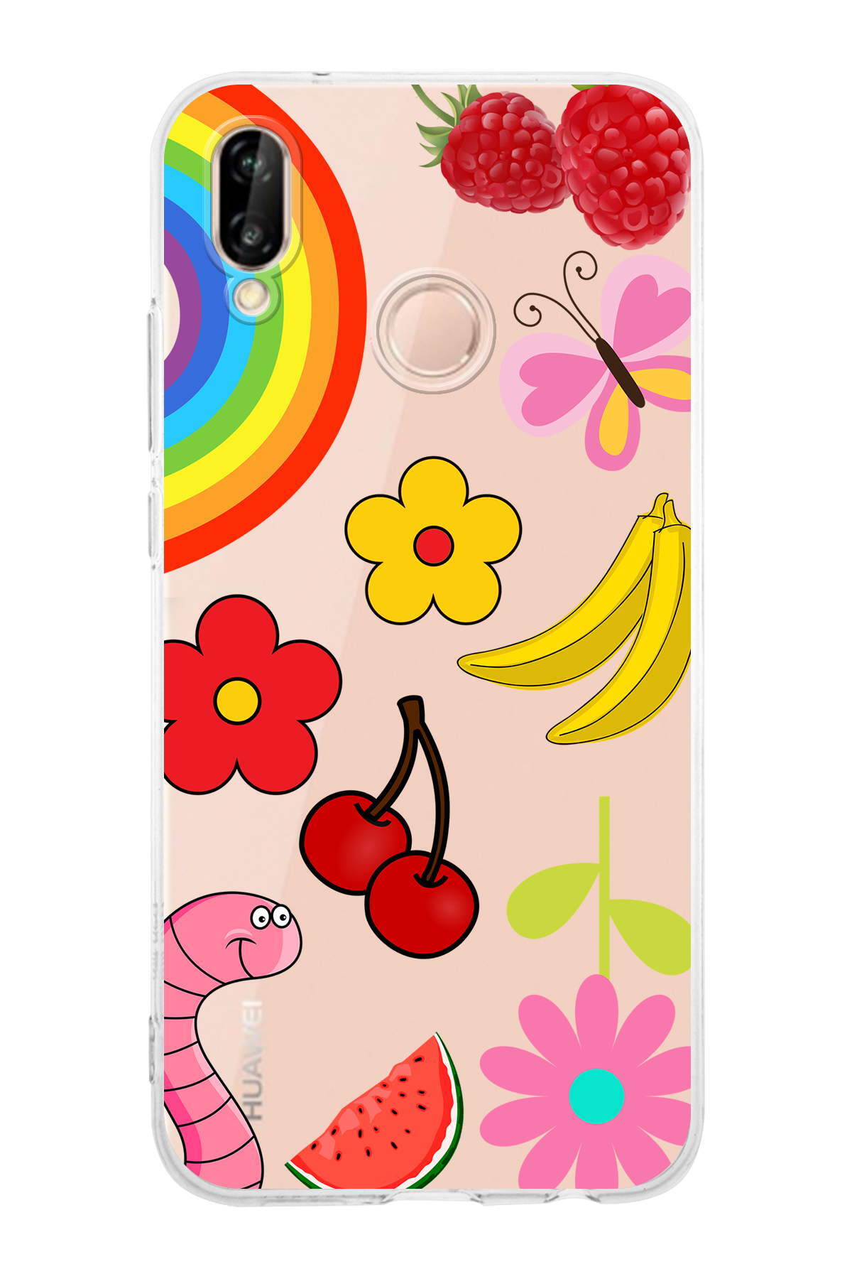 Huawei P20 Lite ile Uyumlu Water Color 5  Kamera Korumalı Şeffaf  Kılıf