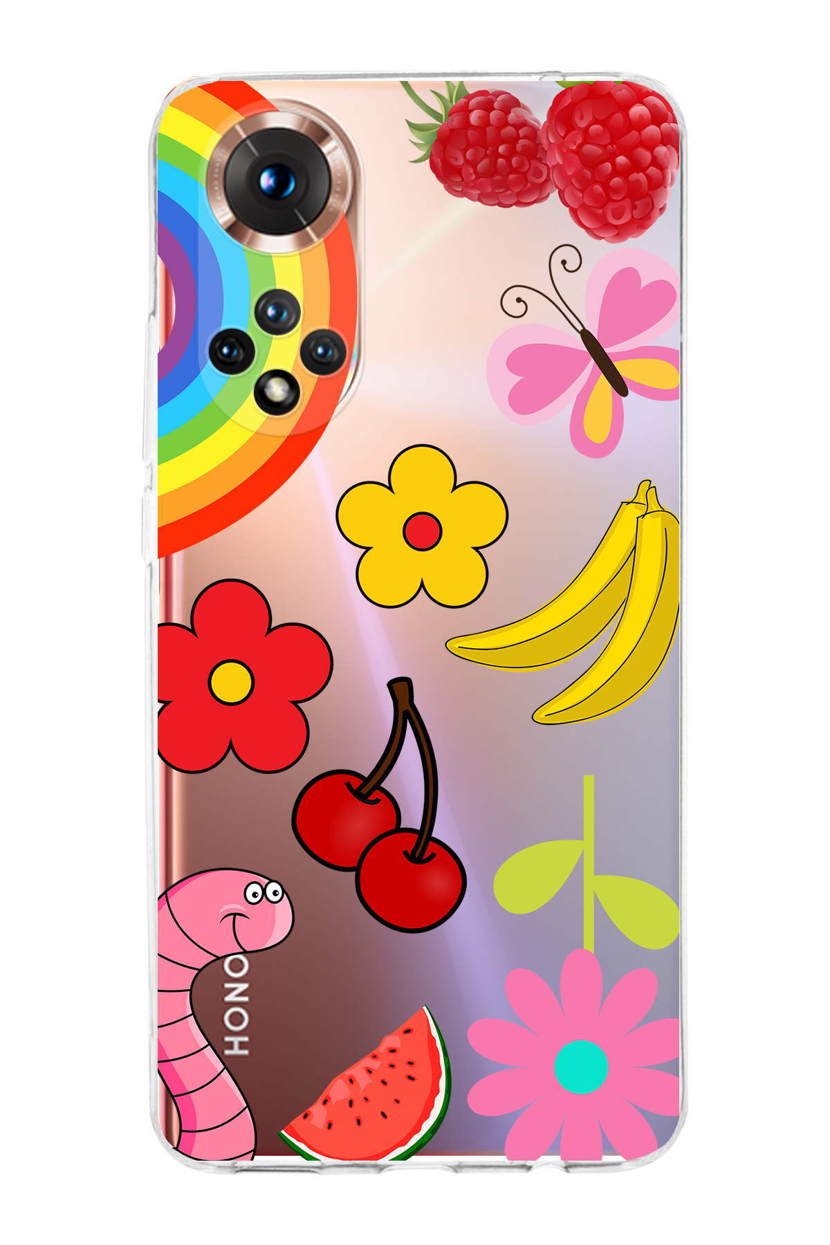 Honor 50 ile Uyumlu Water Color 5  Kamera Korumalı Şeffaf  Kılıf