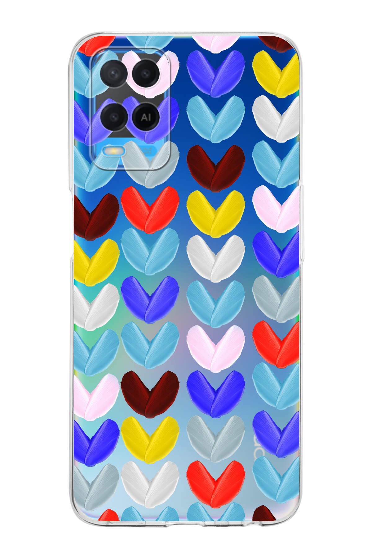 Oppo A54 4G ile Uyumlu Water Color 1  Kamera Korumalı Şeffaf  Kılıf