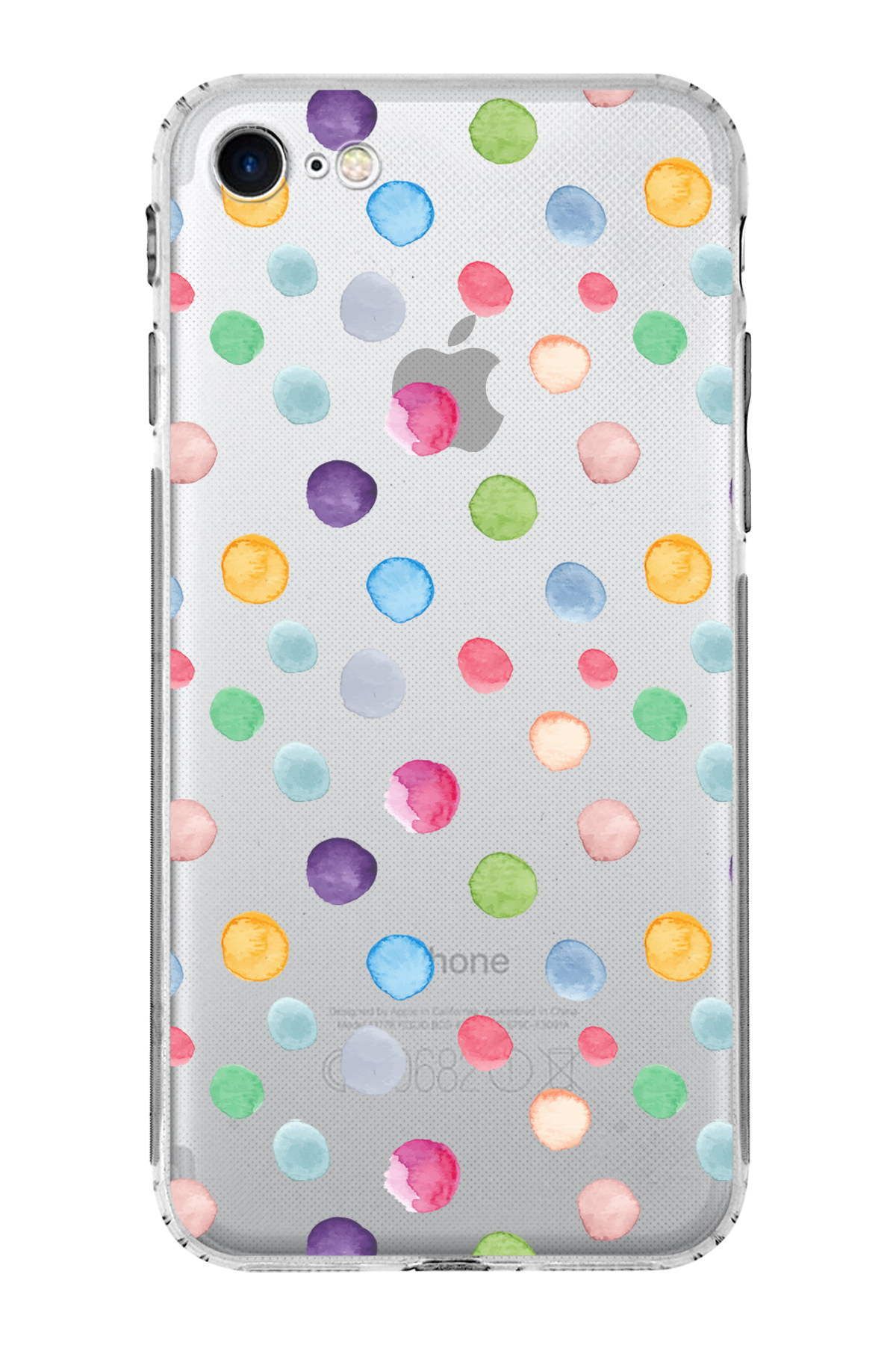 iPhone 7 ile Uyumlu Water Color 6  Kamera Korumalı Şeffaf  Kılıf