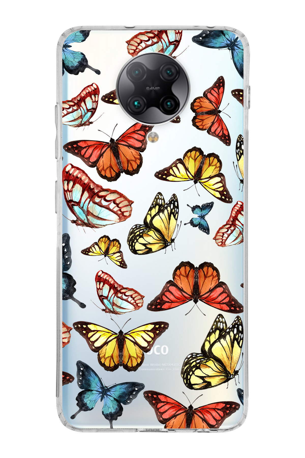 Poco F2 Pro ile Uyumlu Water Color 2  Kamera Korumalı Şeffaf  Kılıf