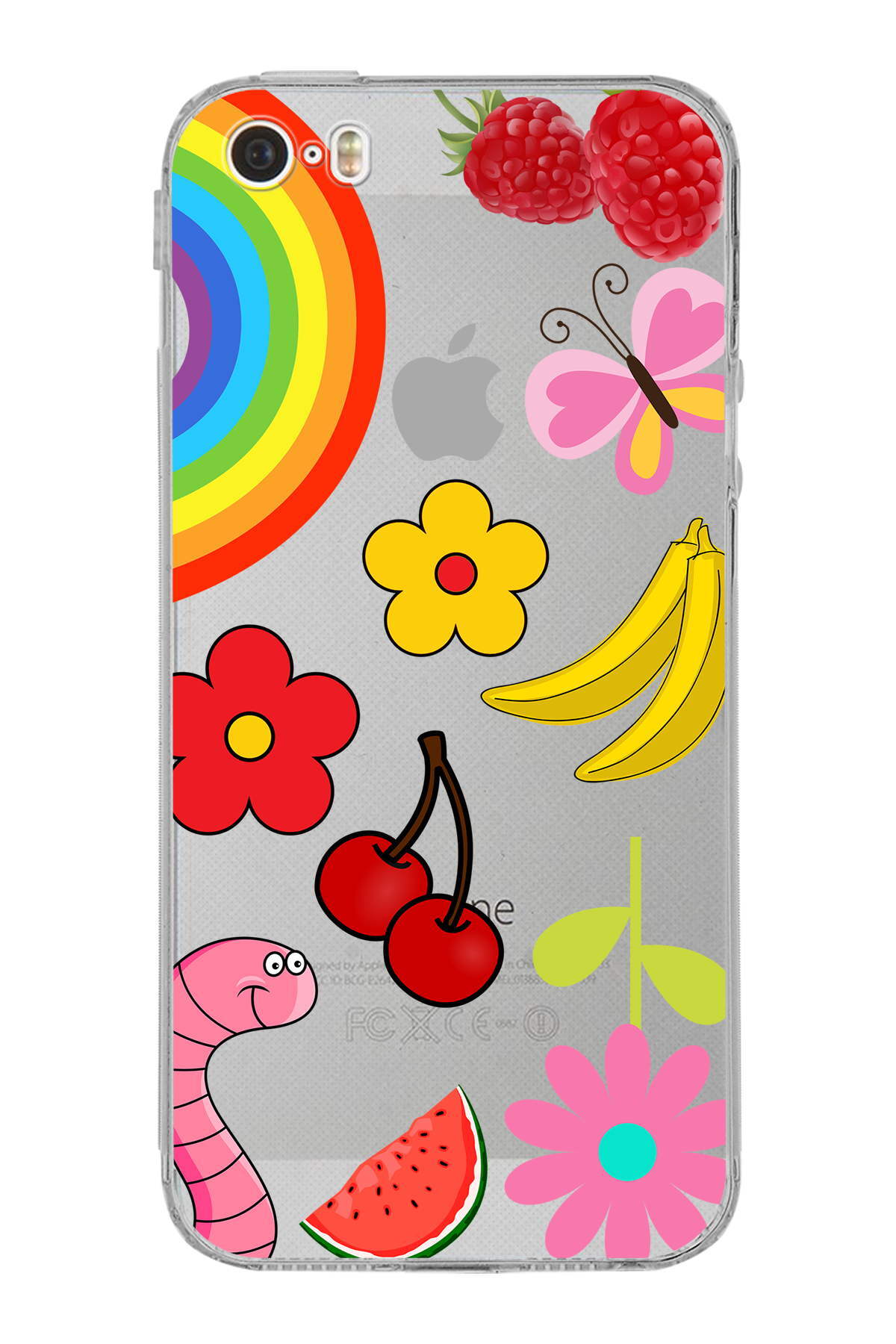 iPhone 5S ile Uyumlu Water Color 5  Kamera Korumalı Şeffaf  Kılıf