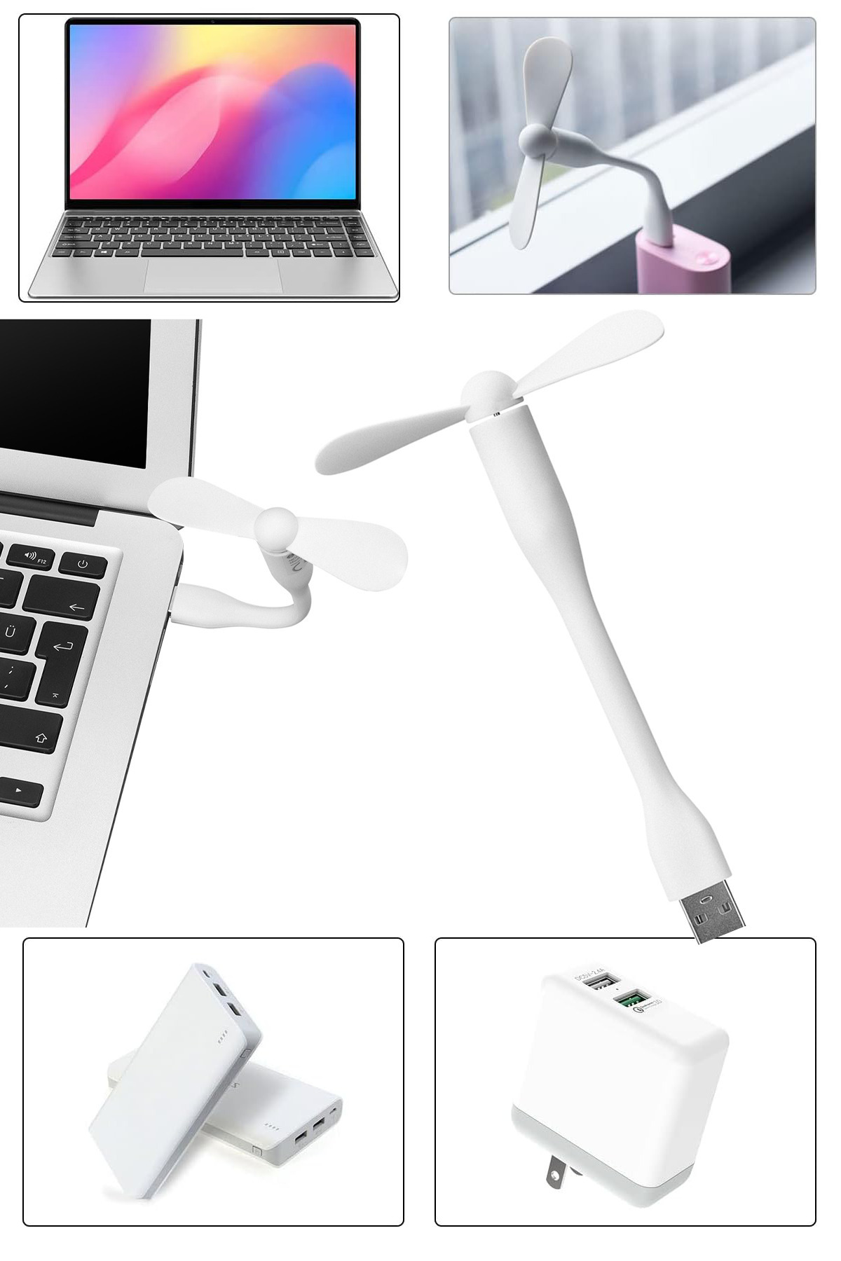 Portable Flexible Silent USB Mini Fan Propeller, Small Fan, Cooling