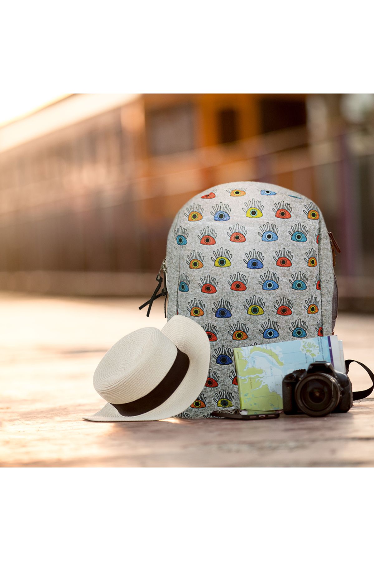 Biggdesign-My Eye on You Filzrucksack mit Reißverschluss 6