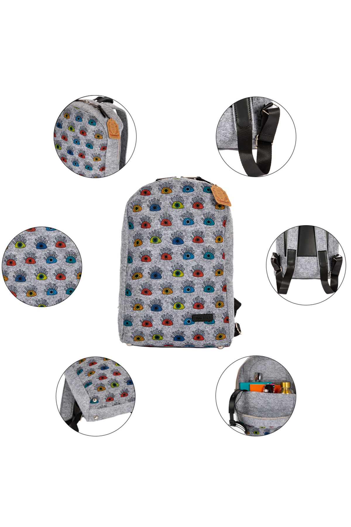 Biggdesign-My Eye on You Filzrucksack mit Reißverschluss 4
