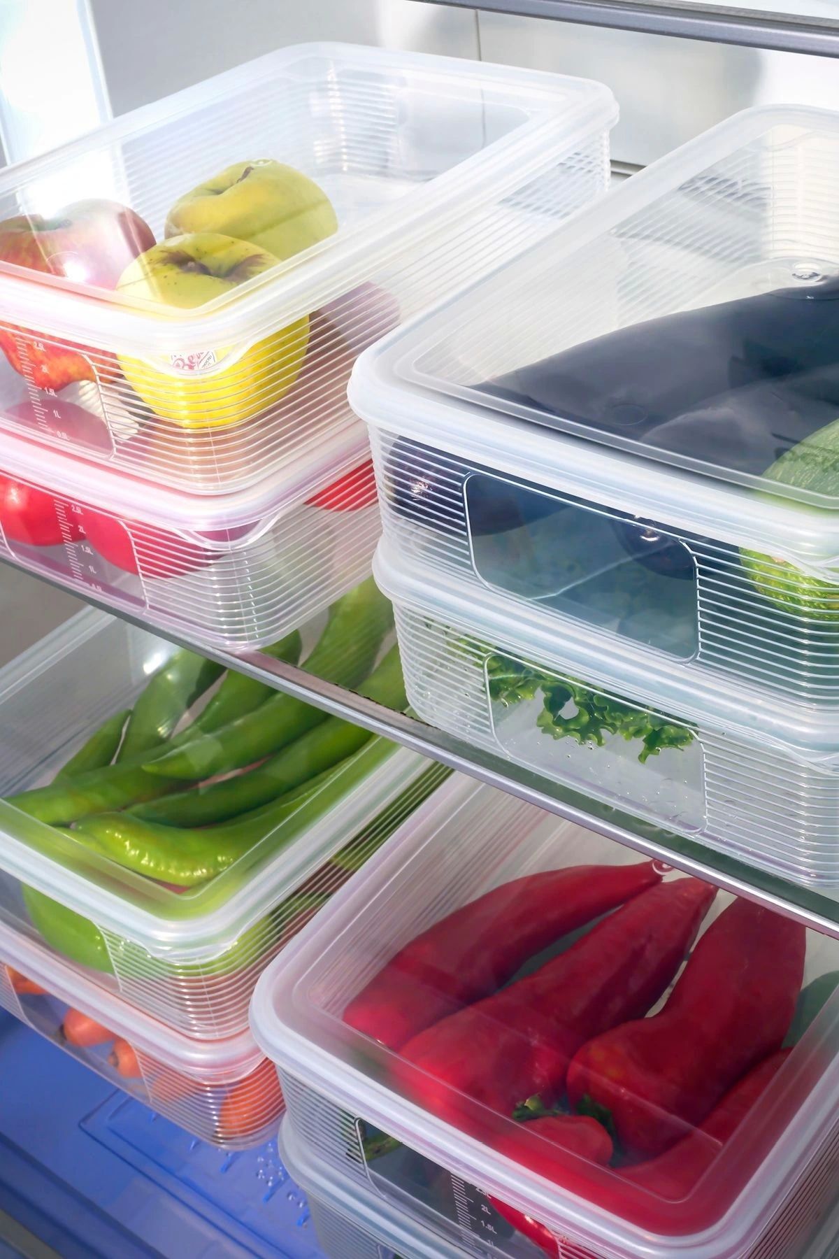 Ecolux-Vacuum 6 Pieces 3.5 Lt Leakproof Large Size Rectangular Food Storage Container Set with Gauge - Transparent 5