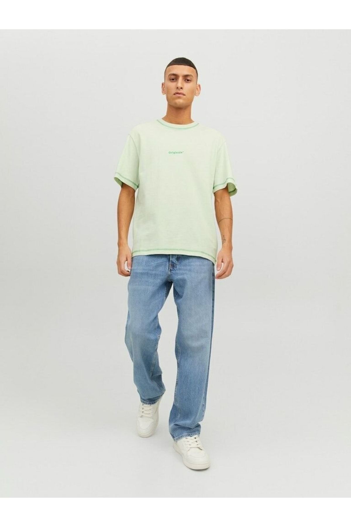 تی شرت سبز مردانه Jack Jones یقه خدمه جورفادد آبی 12234809 Jack & Jones