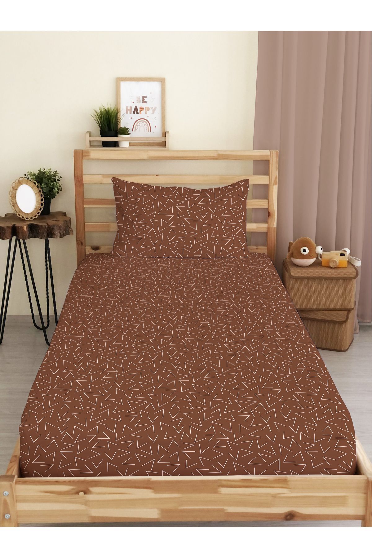 Evmila-Modern Patterned Printed Single Elastic Sheet Set 1