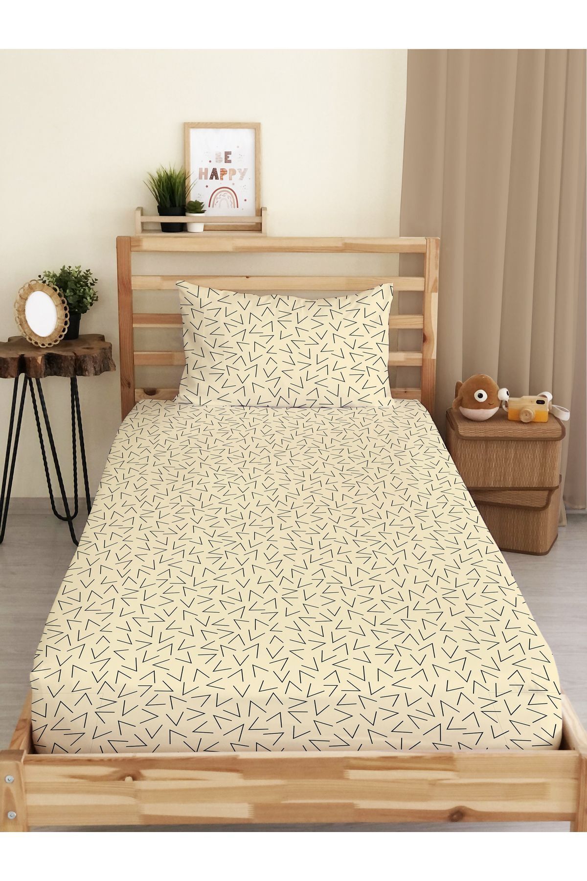 Evmila-Modern Patterned Printed Single Elastic Sheet Set 1