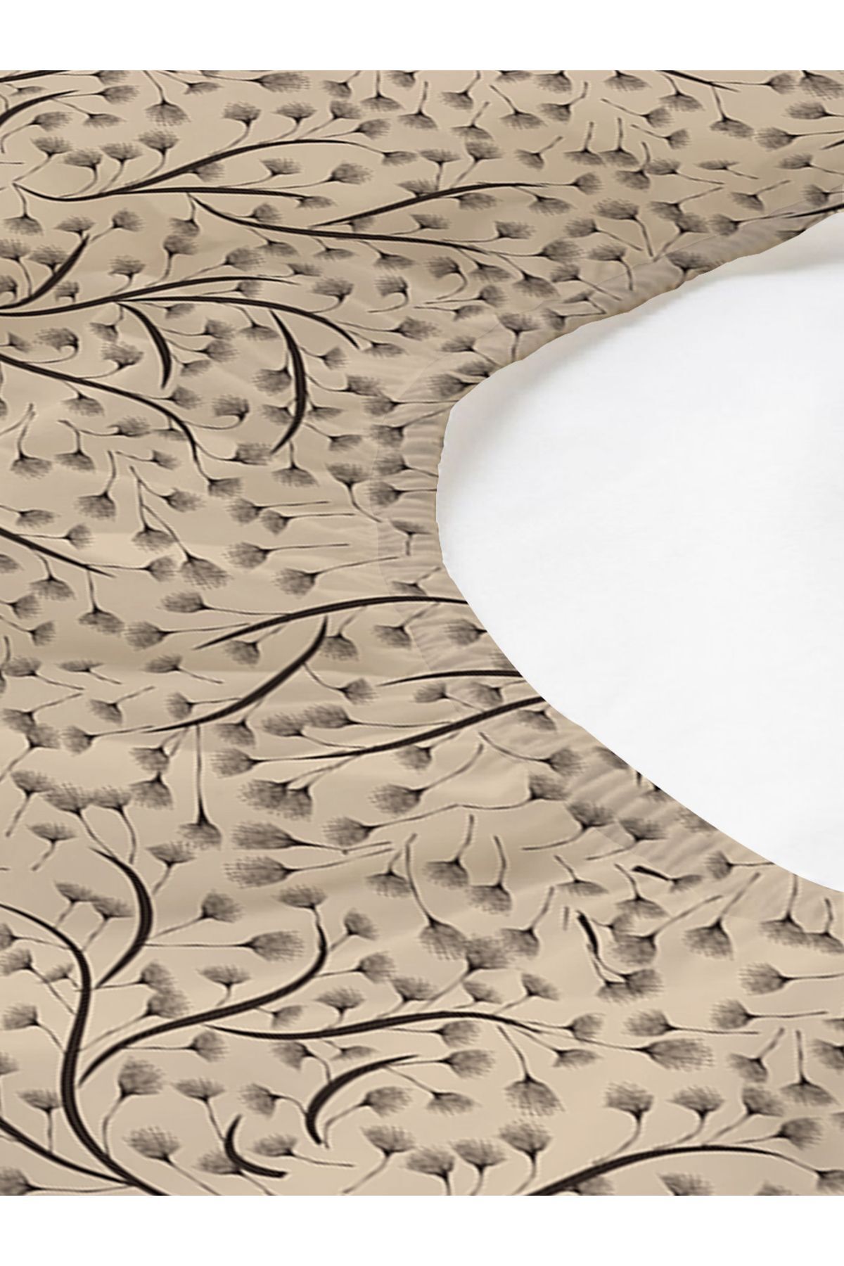 Evmila-Tree Branches Pattern Printed Double Sheet Set 160x200 Cm - Brown 3