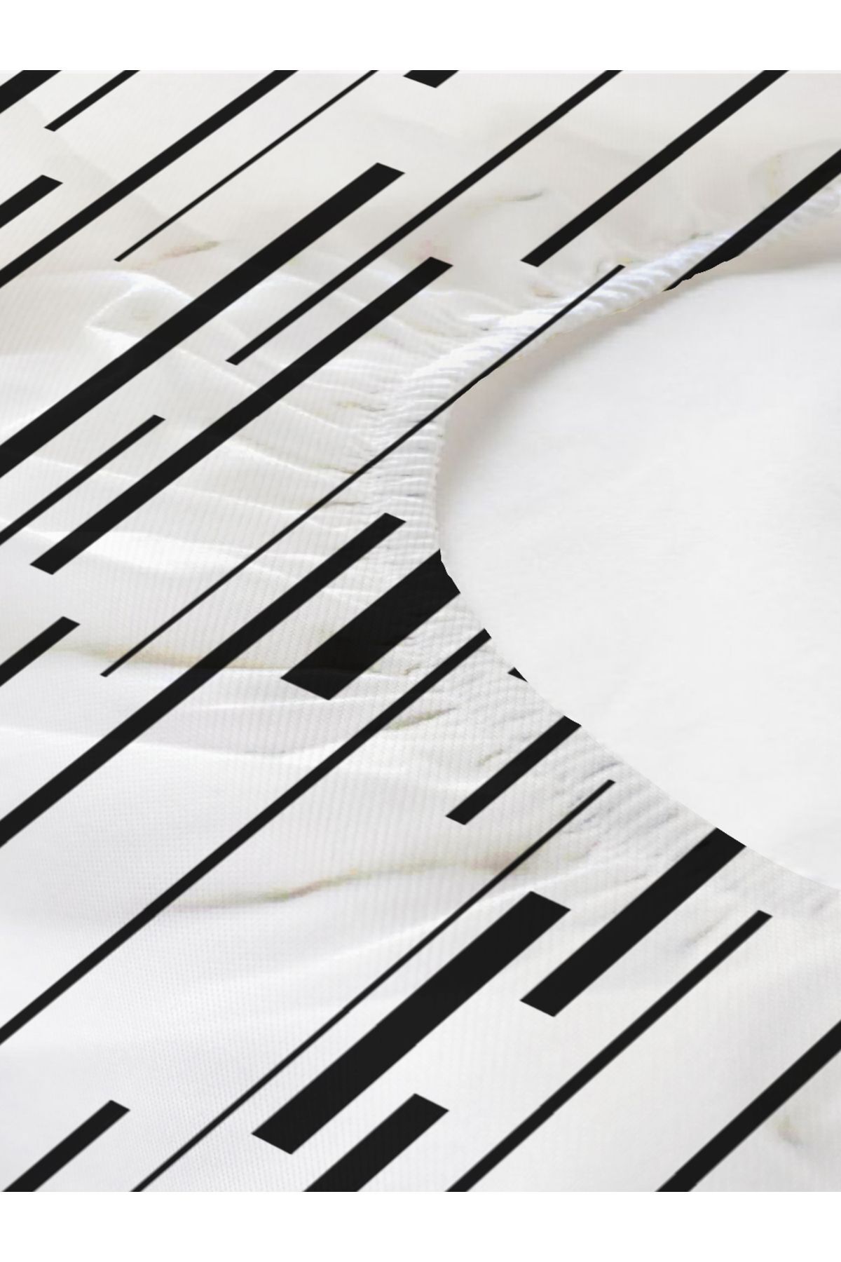 Evmila-Striped Patterned Printed Single Elastic Sheet Set 2
