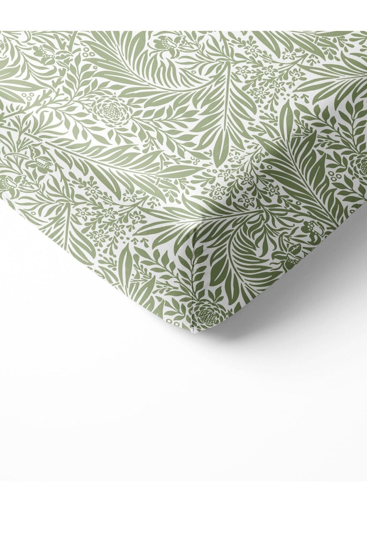 Evmila-Leaf Pattern Printed Single Elastic Sheet Set Colorful 2