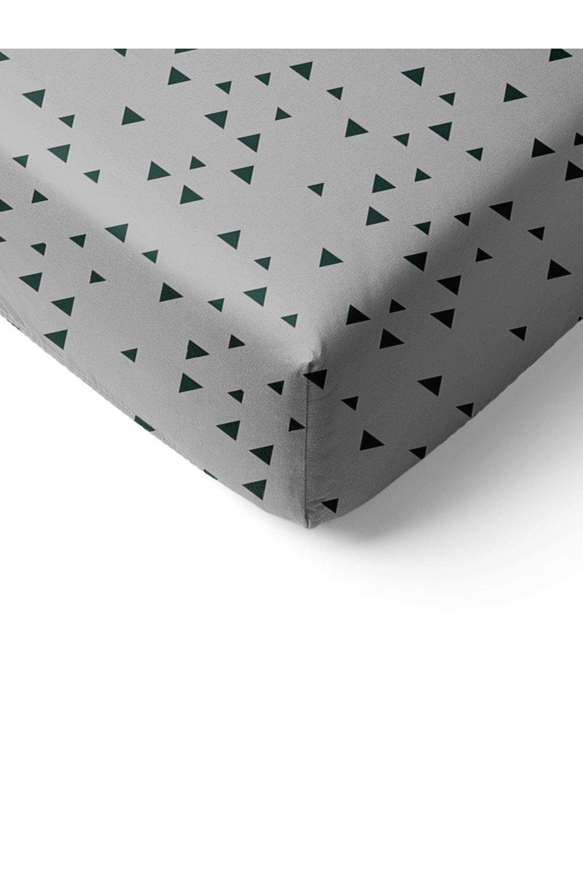 Evmila-Triangle Pattern Printed Double Sheet Set 160x200 Cm - Gray 3