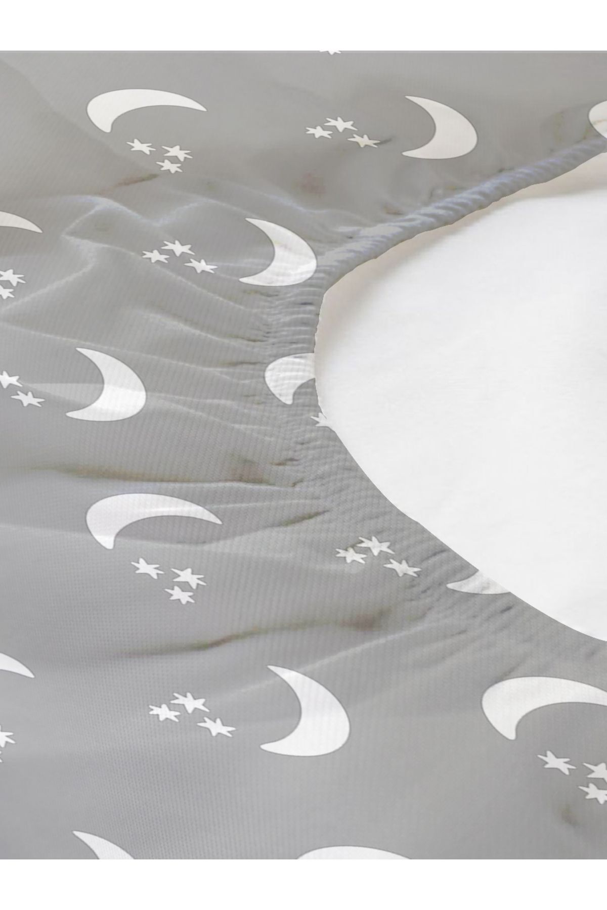 Evmila-Moon Patterned Printed Single Elastic Sheet Set 2