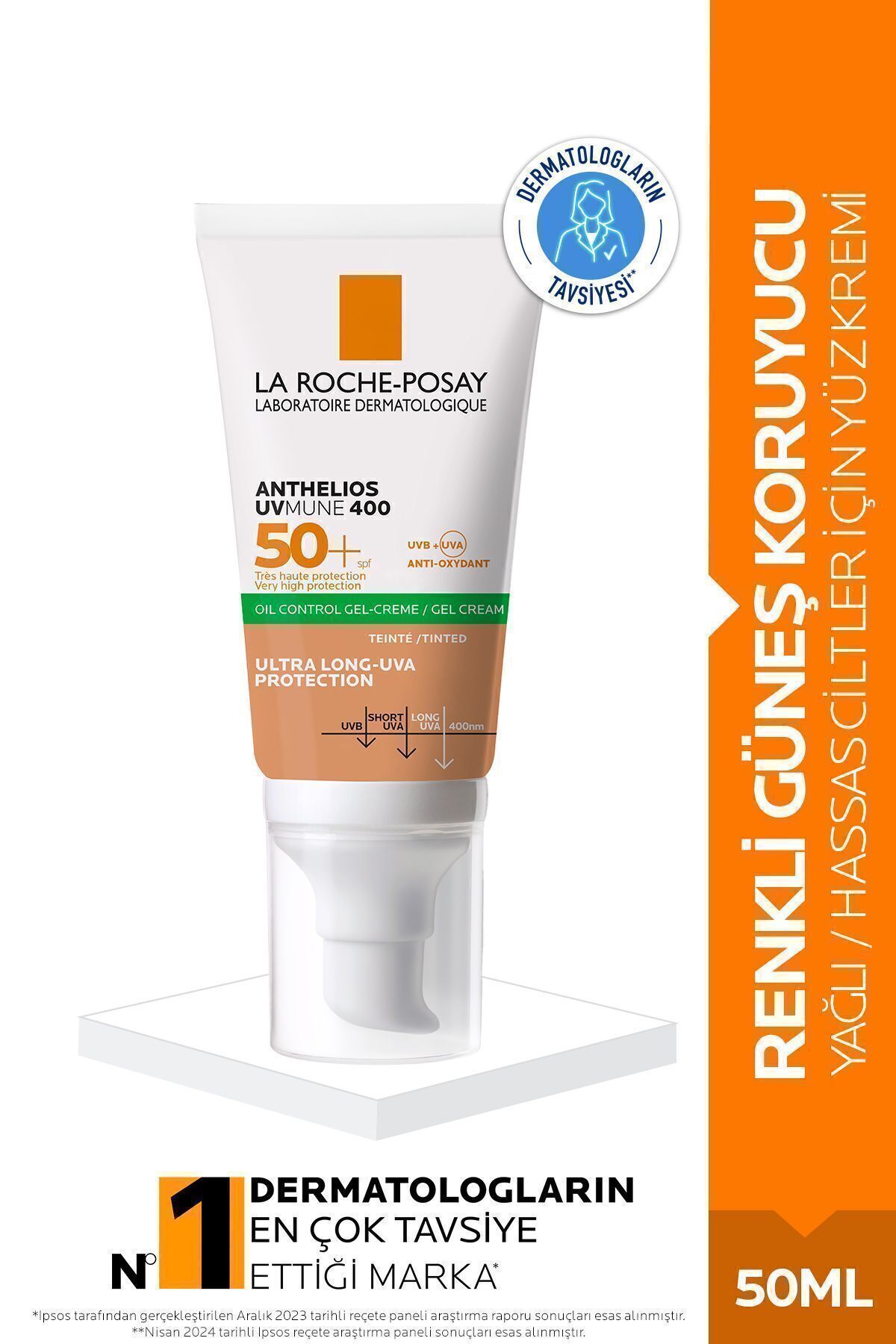 La Roche Posay Anthelios Gel Cream Spf50+ Цветной солнцезащитный крем для лица для жирной и комбинированной кожи 50 мл 10002117