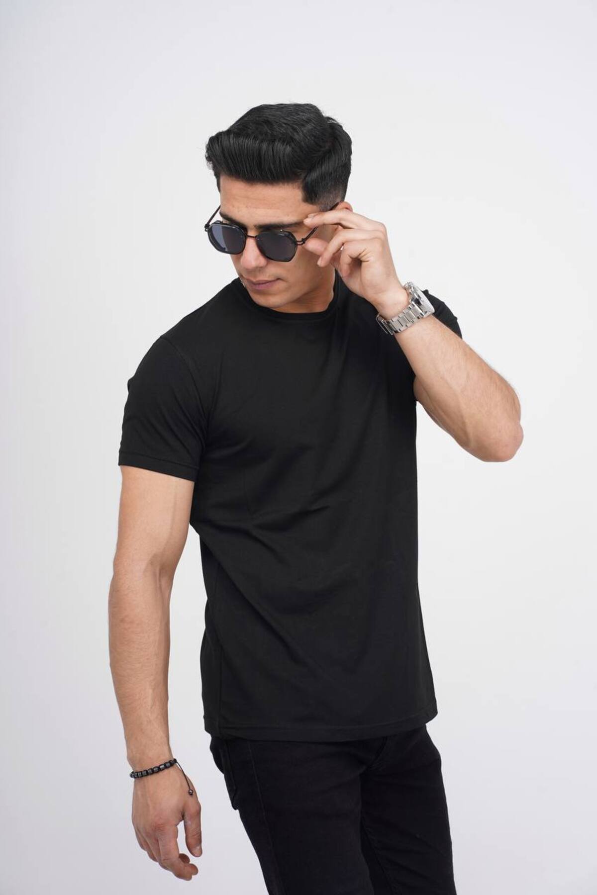 Est Estola  Erkek Slimfit Yumuşak Dokulu Bisiklet Yaka Sade Düz Tişört - Görsel 2