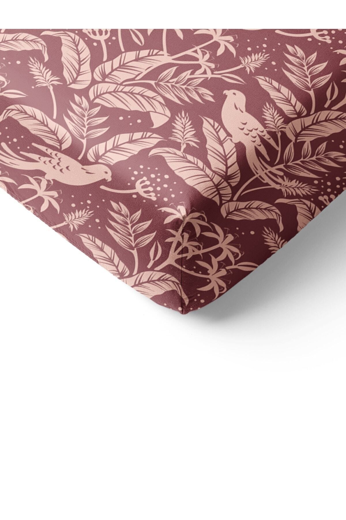 Evmila-Bird Pattern Printed Single Elastic Sheet Set Pink 2