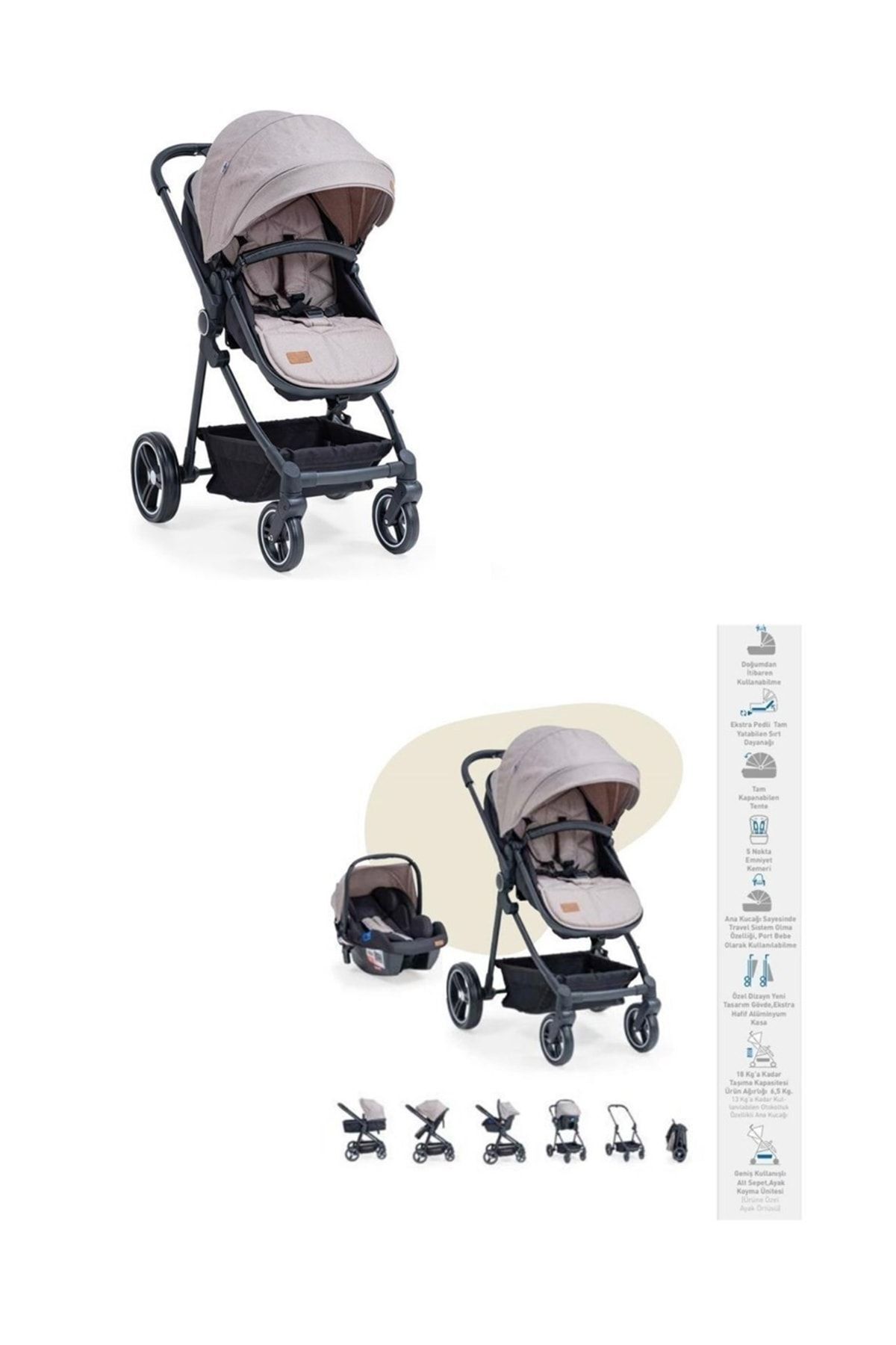 Baby2Go Ultima Travel Bebek Arabası Bej